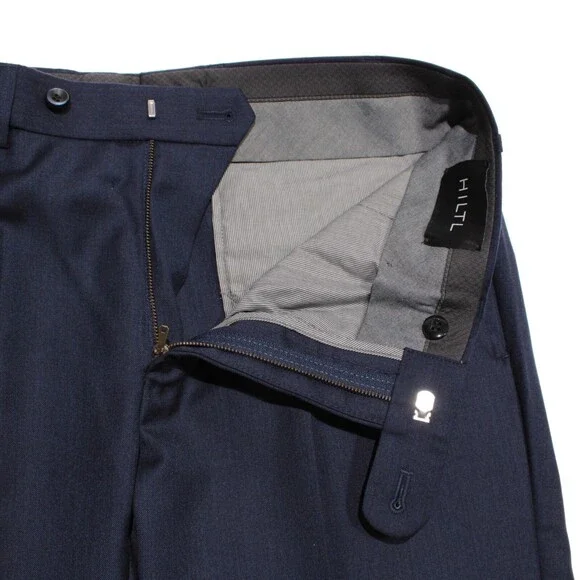 Hiltl NWT DiBiella Dress Pants Size 32 US Contemporary Fit in Blue 100% Wool
